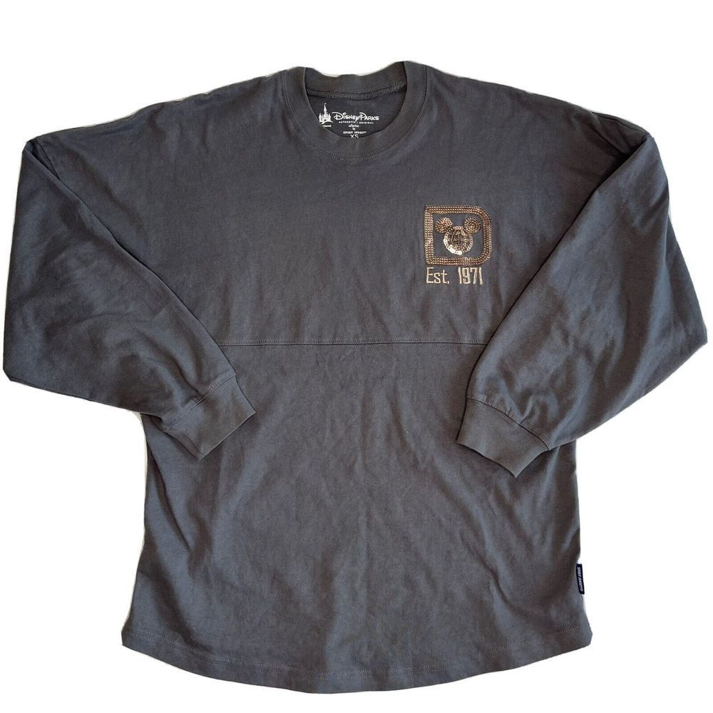 Walt Disney World Parks Grey Gold Sequins Spirit Jersey Size XS